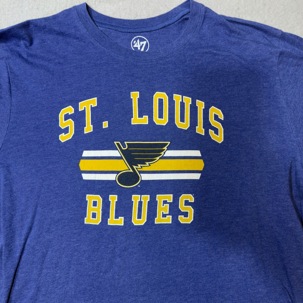 47 Brand St Louis Blues‎ NHL Long Sleeve T-Shirt Mens XL Blue Graphic Tee
